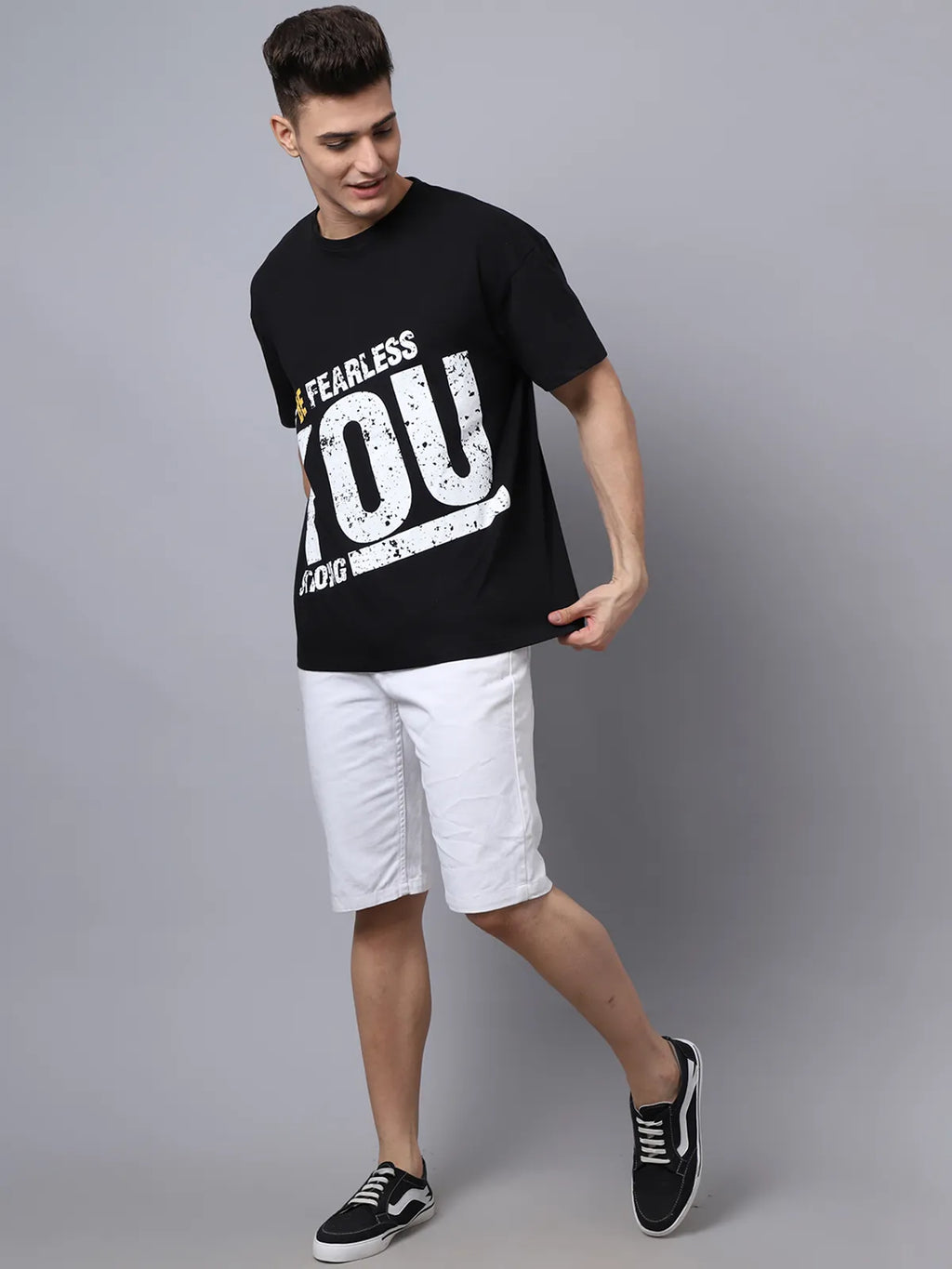 Black Motivational Oversized T-shirt For Men