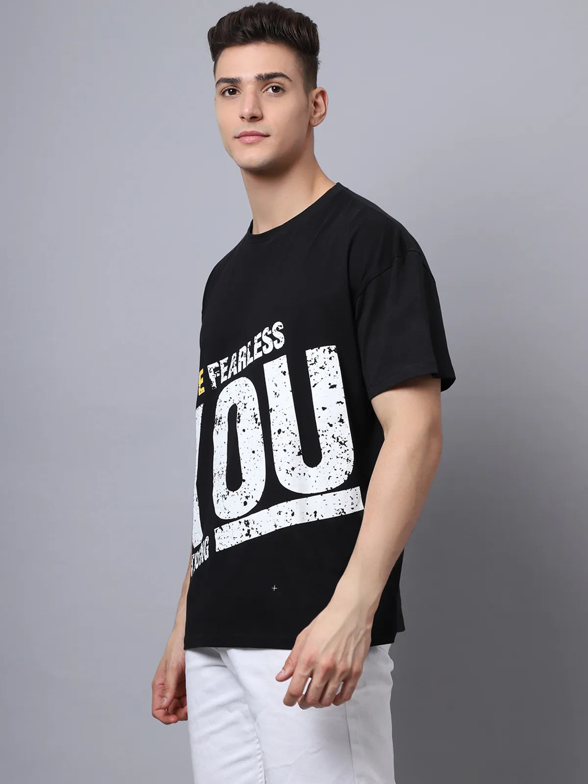 Black Motivational Oversized T-shirt For Men
