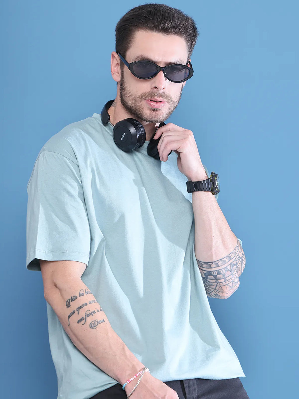 mens teal blank loose fit t shirt