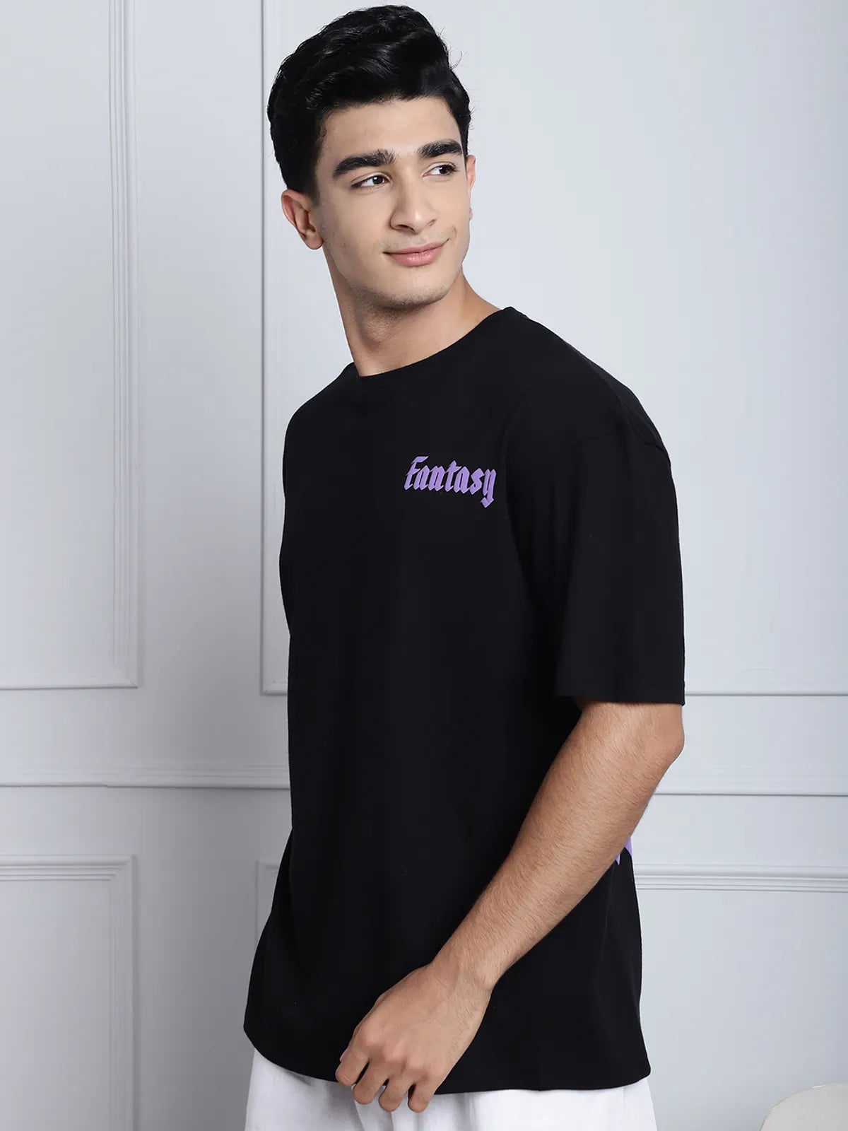 Black Round-Neck Oversized T-shirt For Men