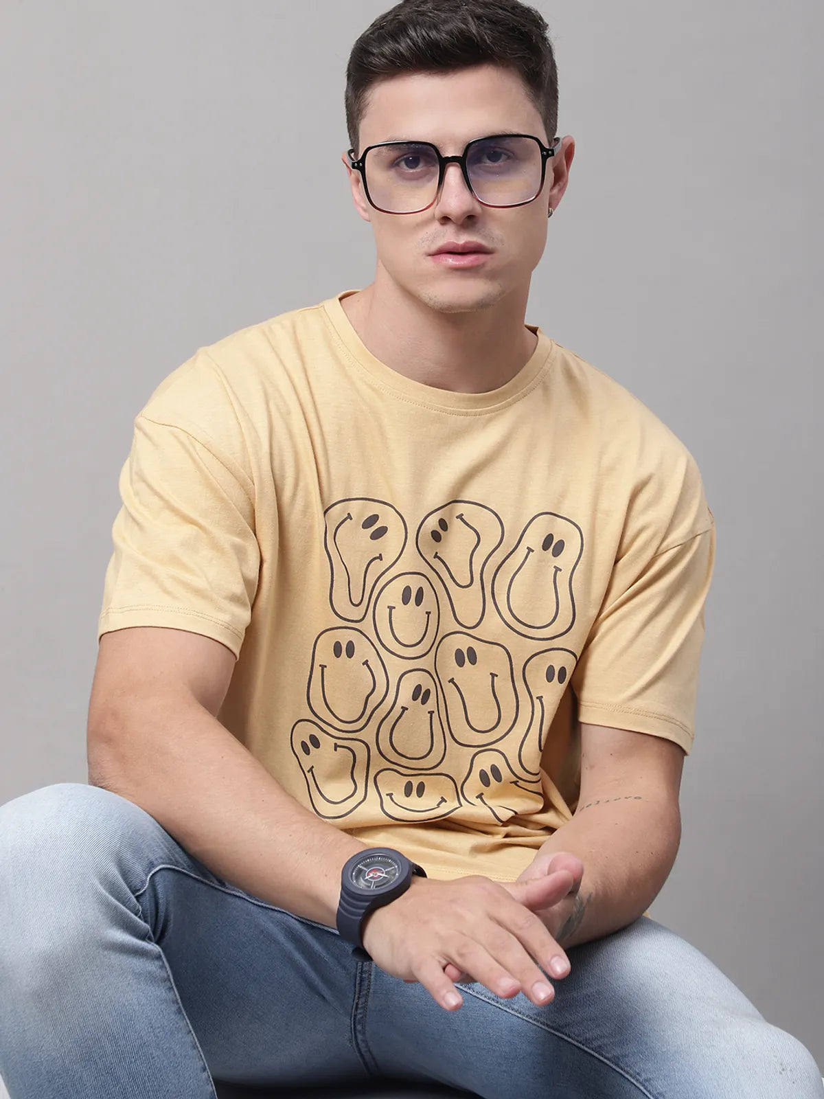 Beige Oversized T-shirt for Men