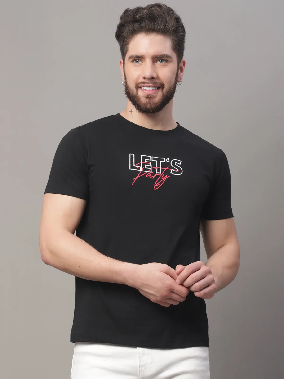 Black Cotton T-shirt for Men