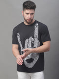 Black Cotton Round-Neck Oversized T-shirt For Men