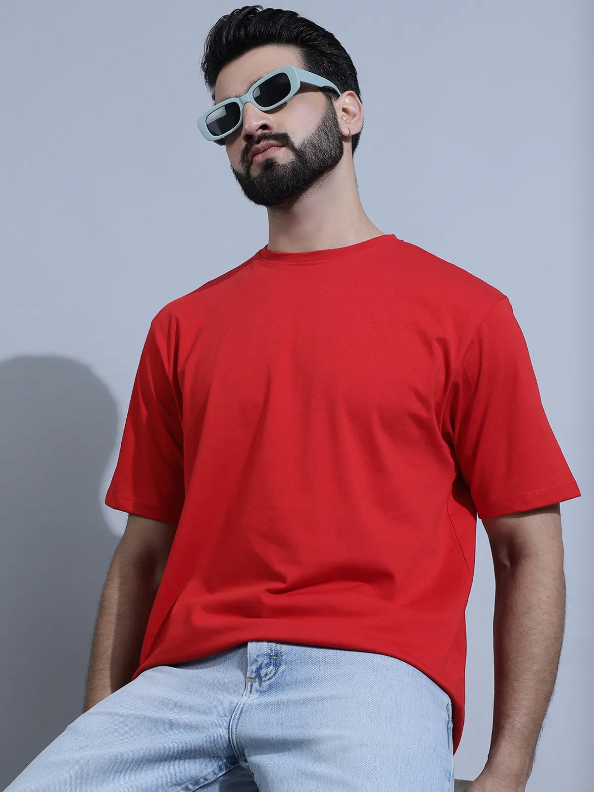 Red Plain Oversized T-shirt