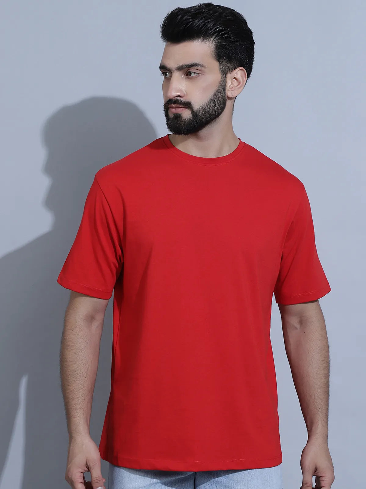 Red Plain Oversized T-shirt For Men