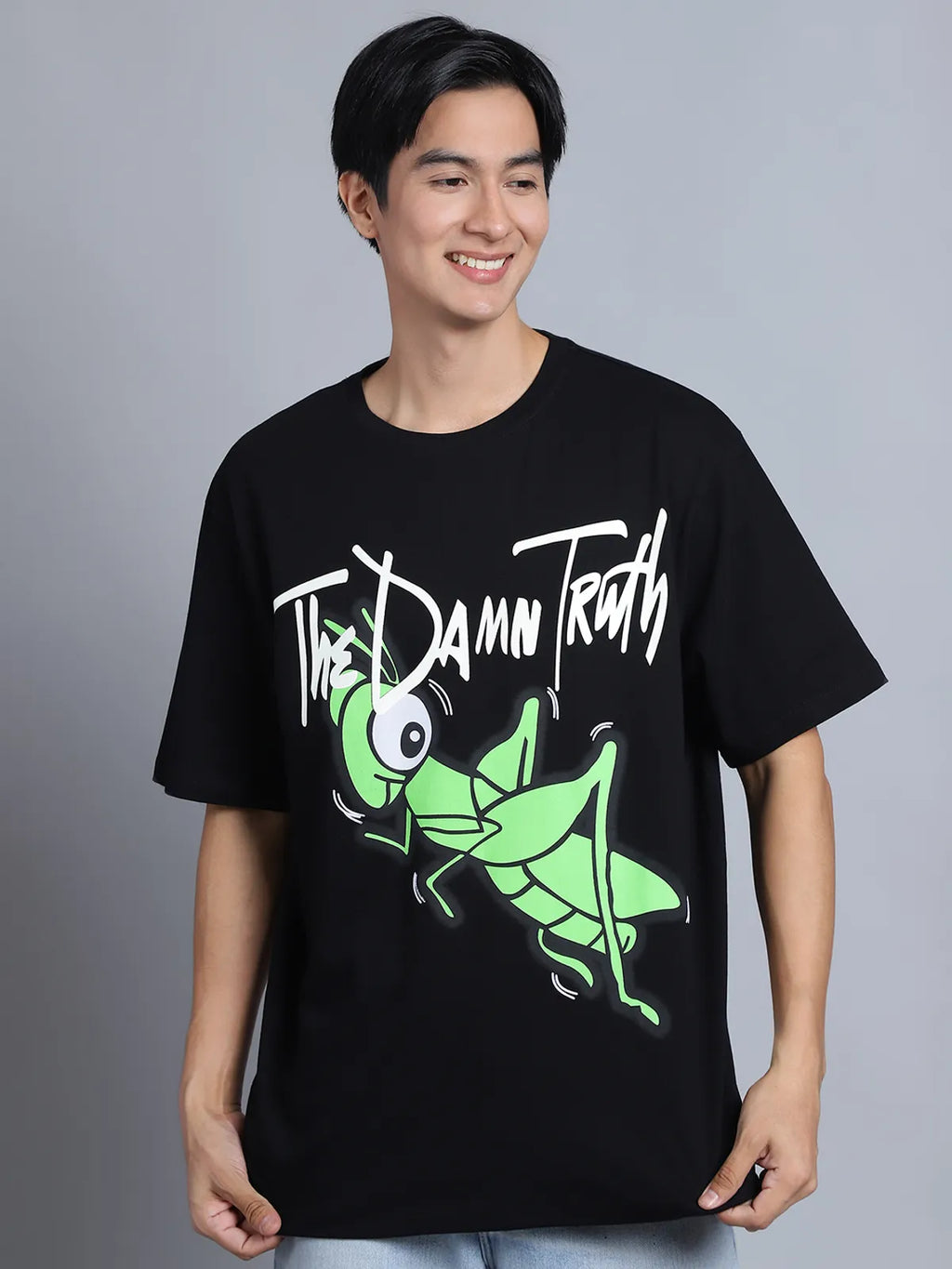 Black Printed Oversized Graphic T-shirt For Men