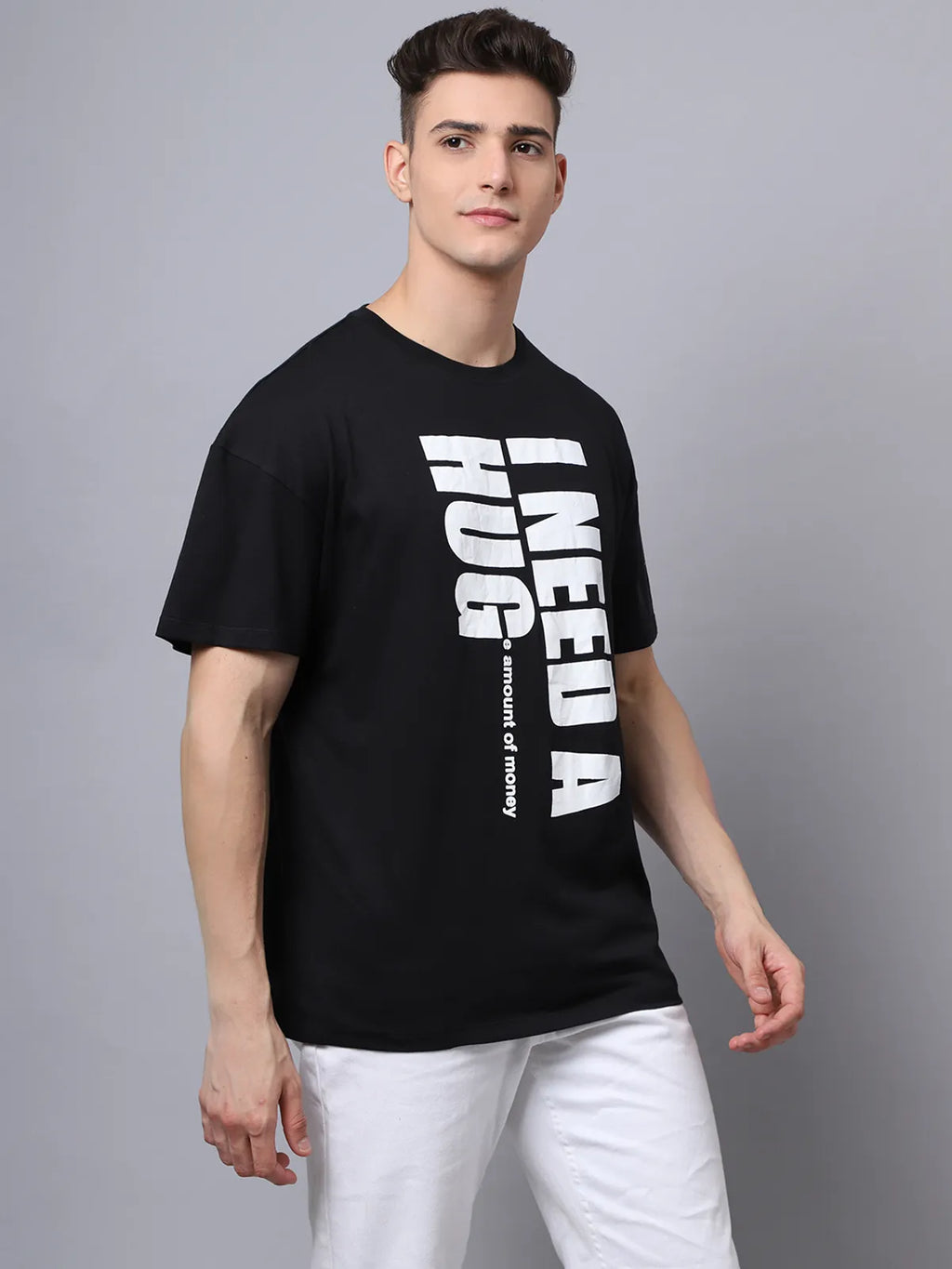Black Casual Graphic Oversized T-shirt for Men