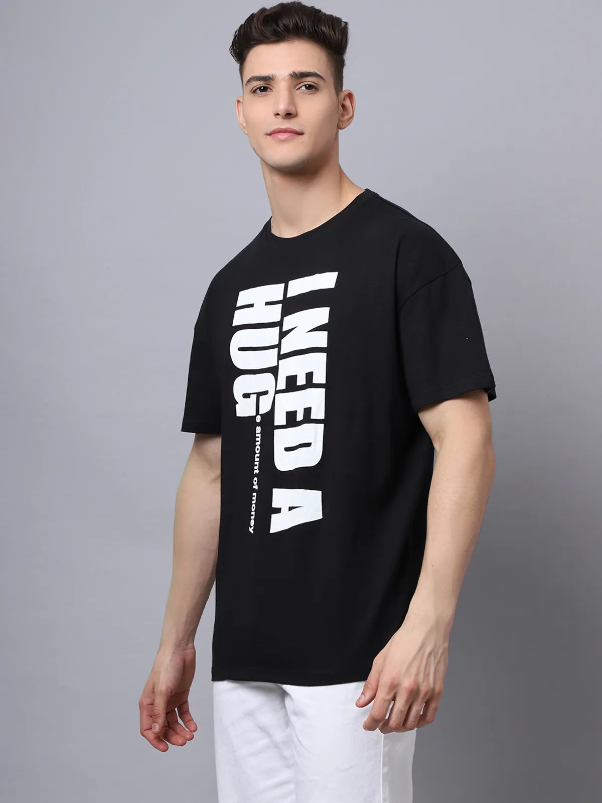 Black Casual Graphic Oversized T-shirt for Men