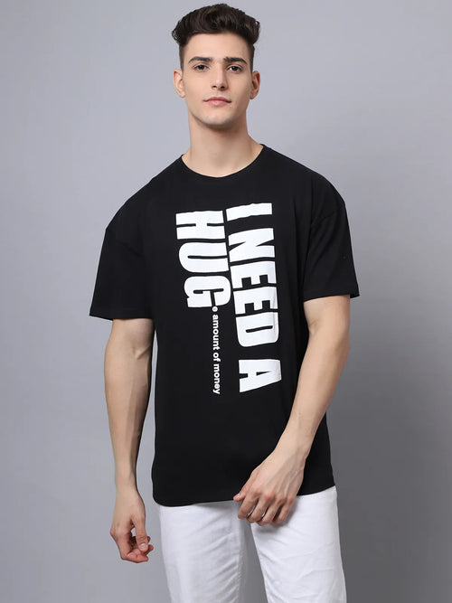 Black Casual Graphic Tee for Men