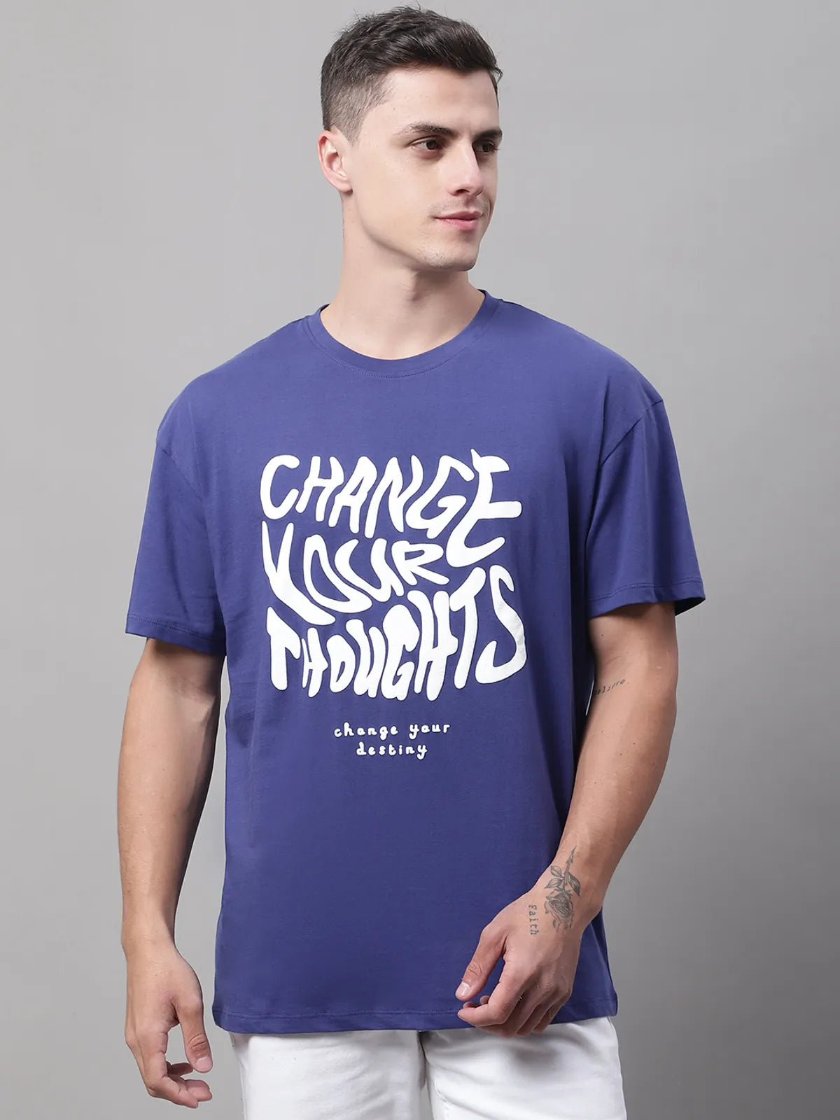 Navy Printed T-shirt for Men