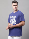 Navy Graphic Oversized Tee For Men With Front Print