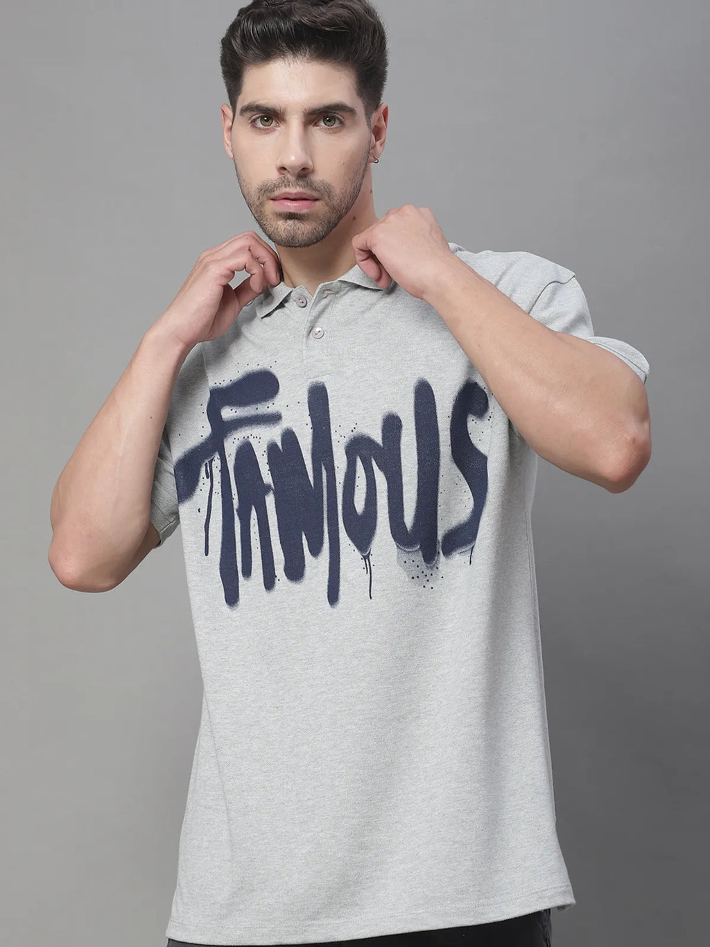 Grey Polo-Neck T-shirt
