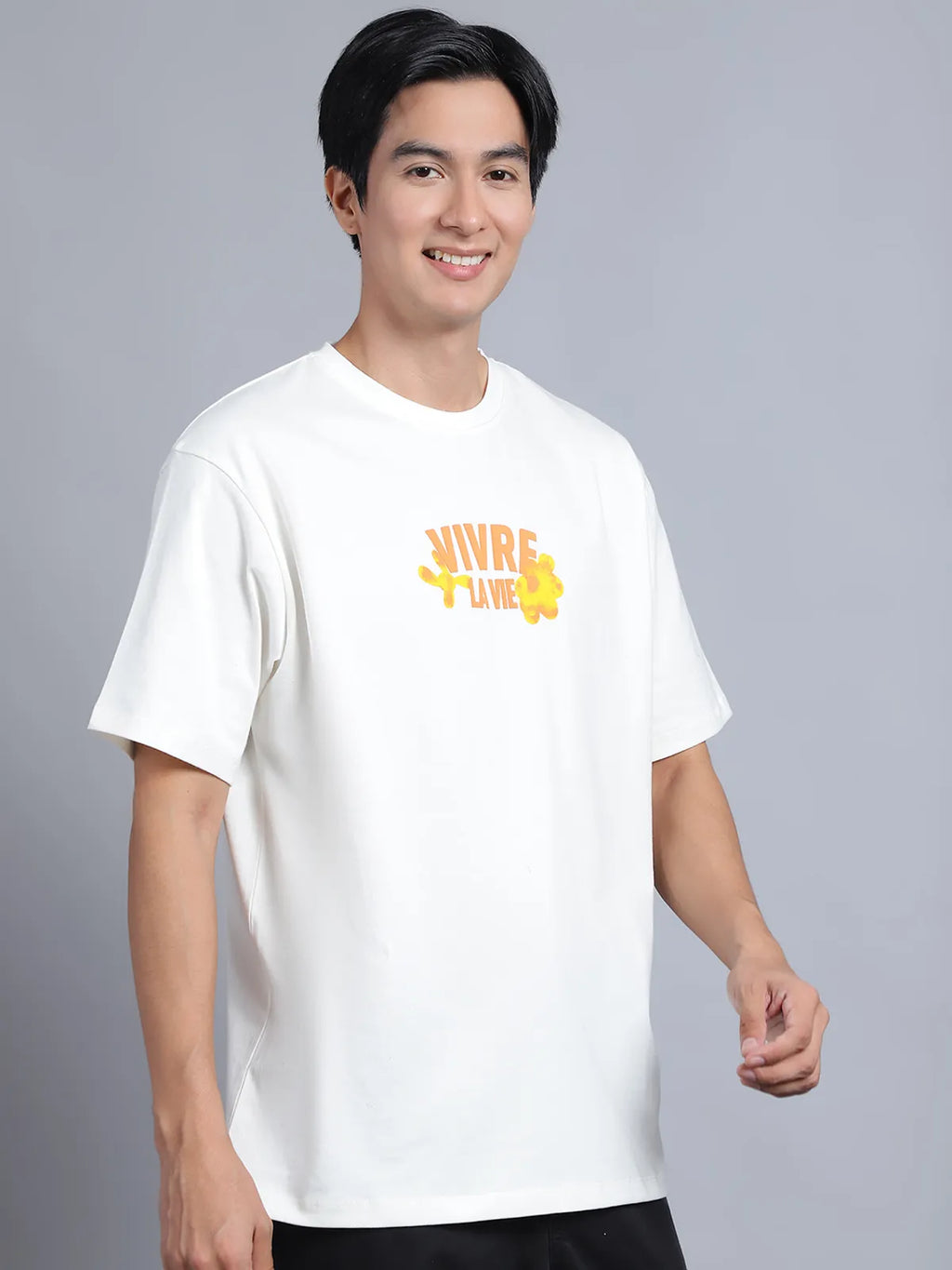 Off-White Chest Print Oversized Tee For Men