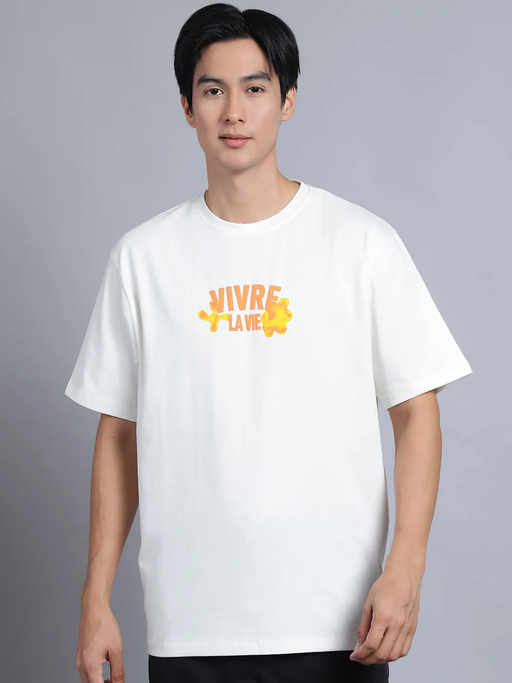 Off-White Chest Print Oversized Tee For Men