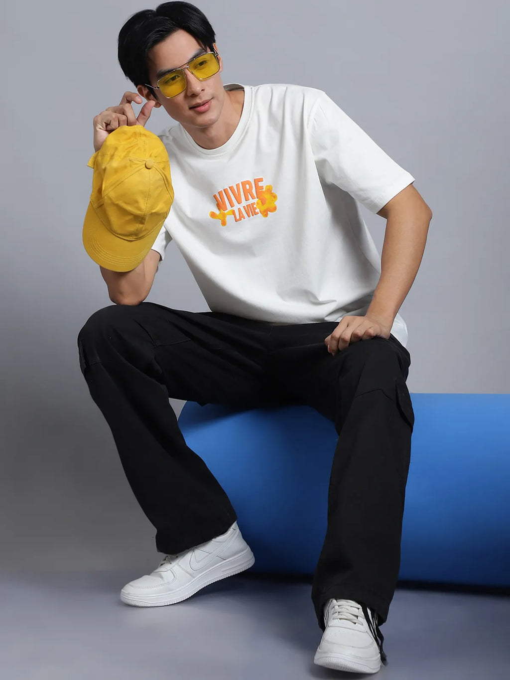 Off-White Chest Print Oversized Tee For Men