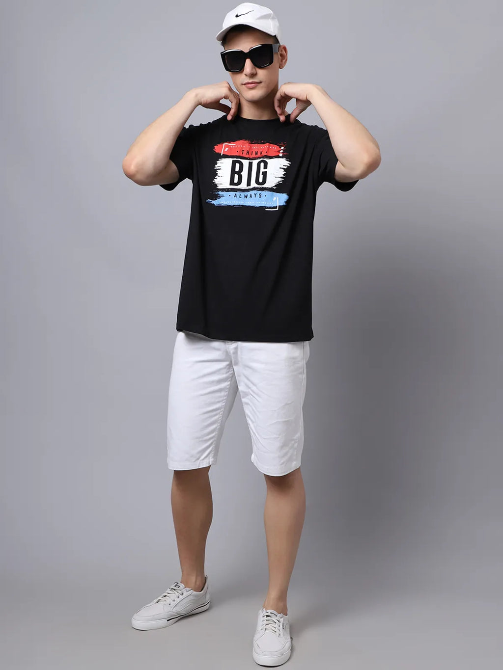 Black Think Big Printed Oversized T-shirt For Men