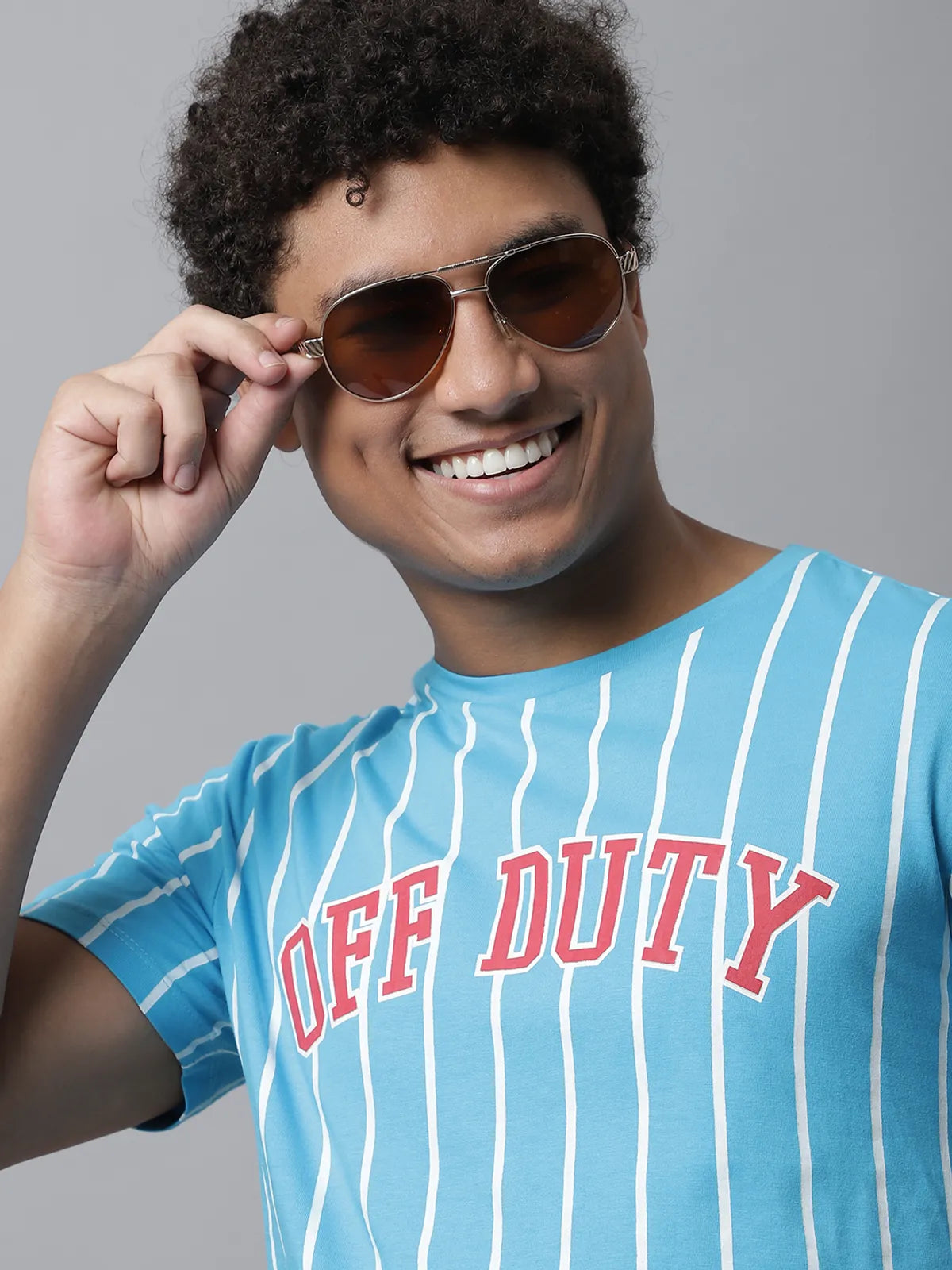 Blue and White Striped T-shirt