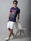 Navy Blue Regular-Fit T-shirt For Men With Front Print