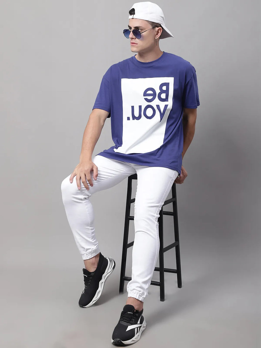 Yellow Cotton Printed Oversized T-Shirt For Men