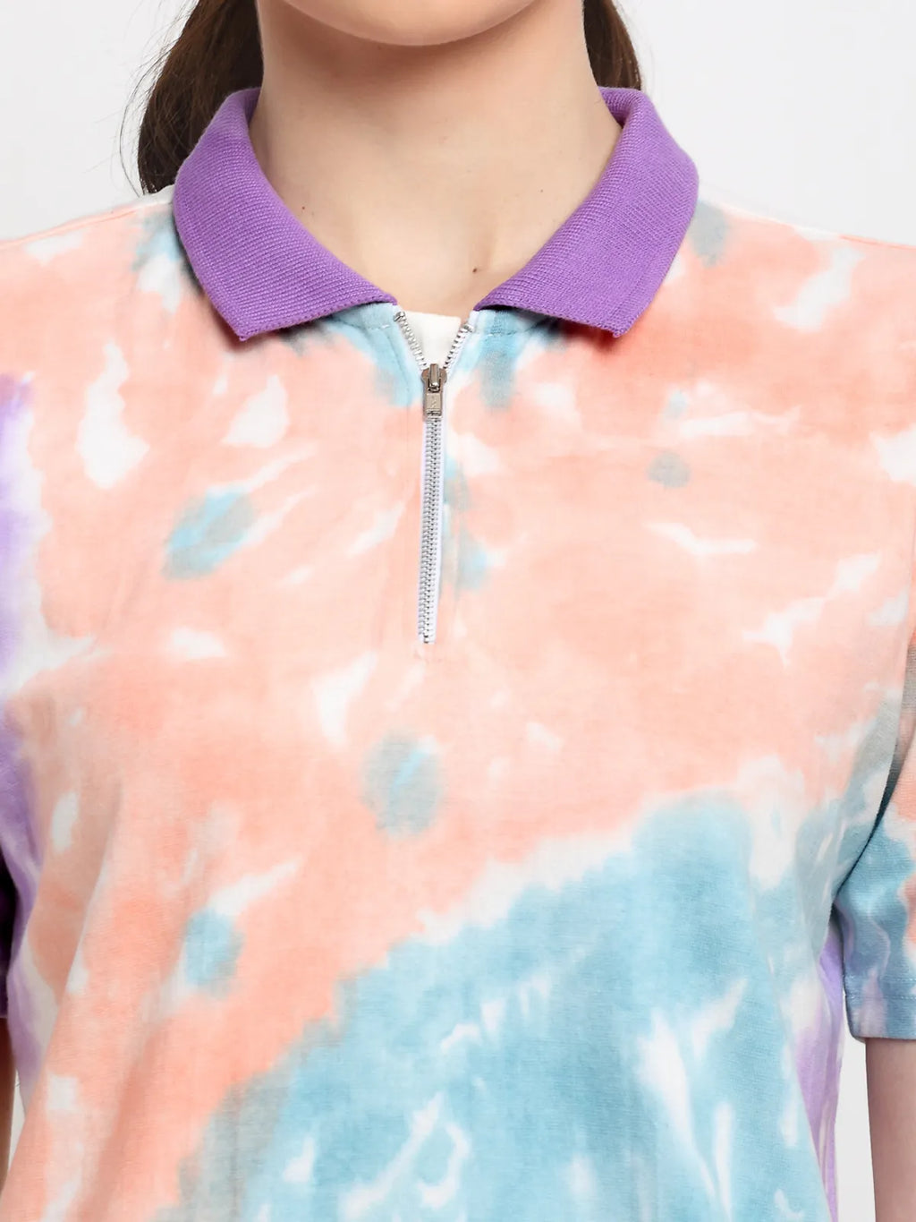 Stylish Tie and Dye Collar Dress