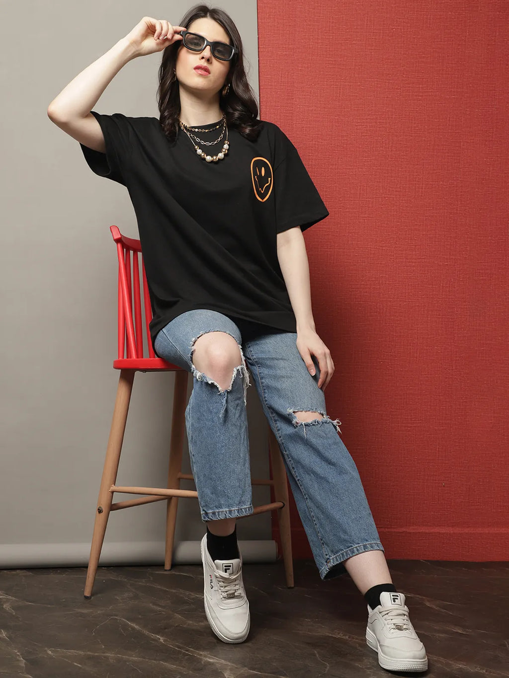 Black Casual Oversized T-shirt