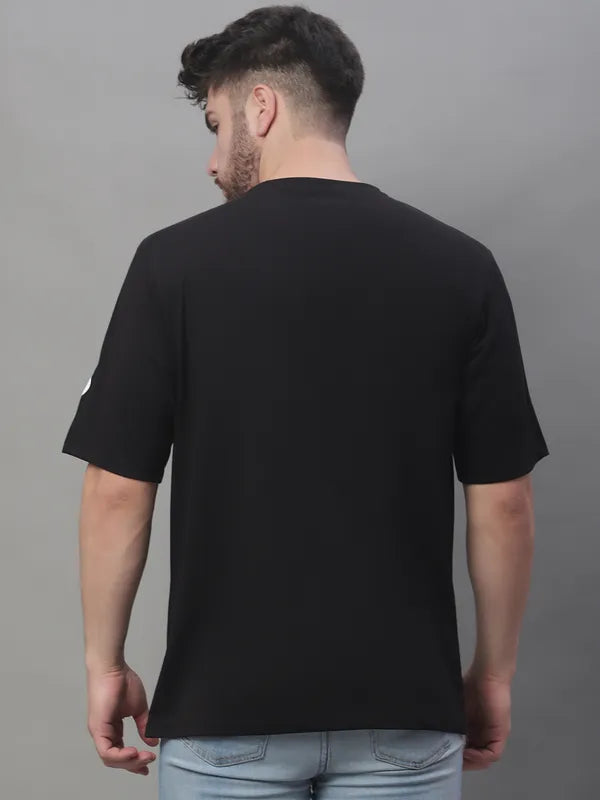 Black Cotton Printed Oversized T-shirt For Men