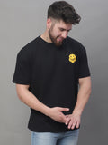 Black Smiley Face Printed Oversized T-shirt For Men