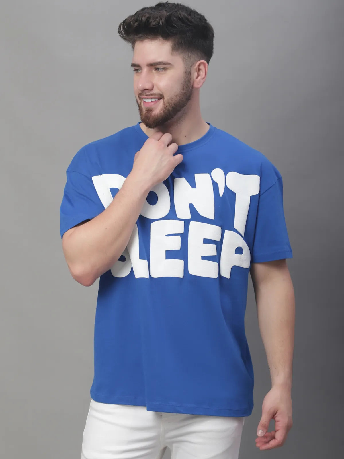 Royal Blue Front Quote Graphic T-shirt For Men