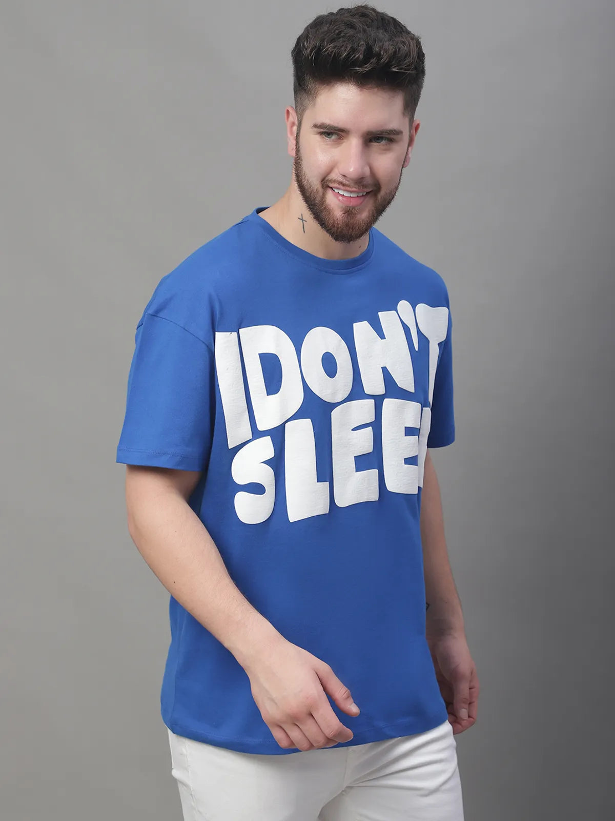 Royal Blue Front Quote Graphic T-shirt For Men