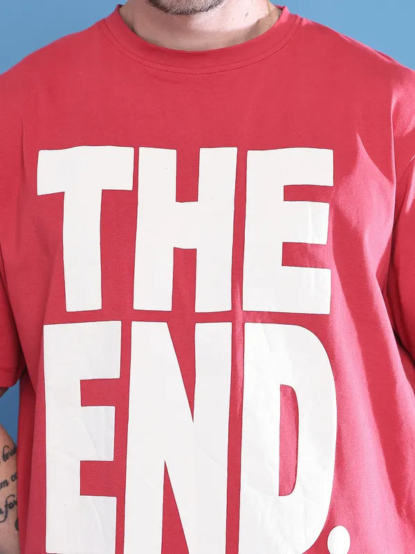 Red The End Graphic Tee for Men in Oversized Street Fit