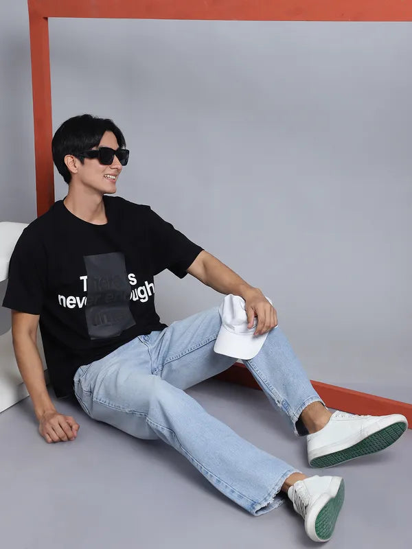 Black Streetwear Oversized T-shirt For Men