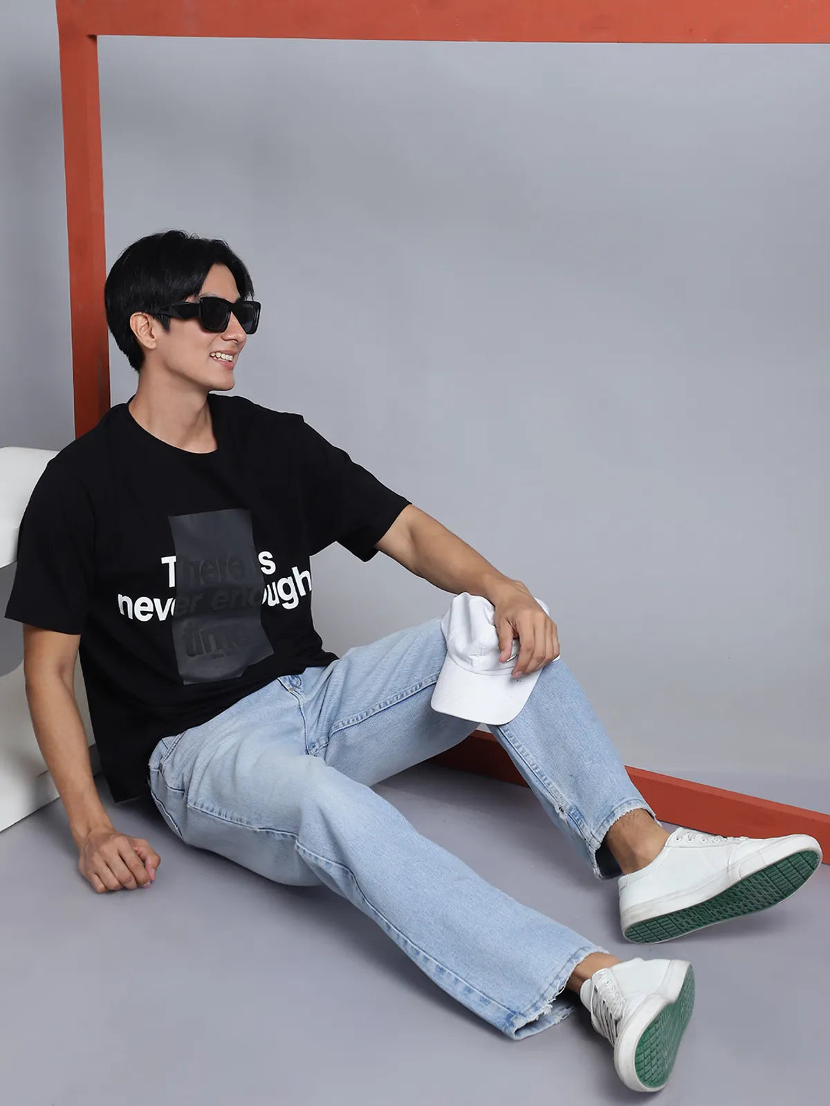 Black Streetwear Oversized T-shirt For Men