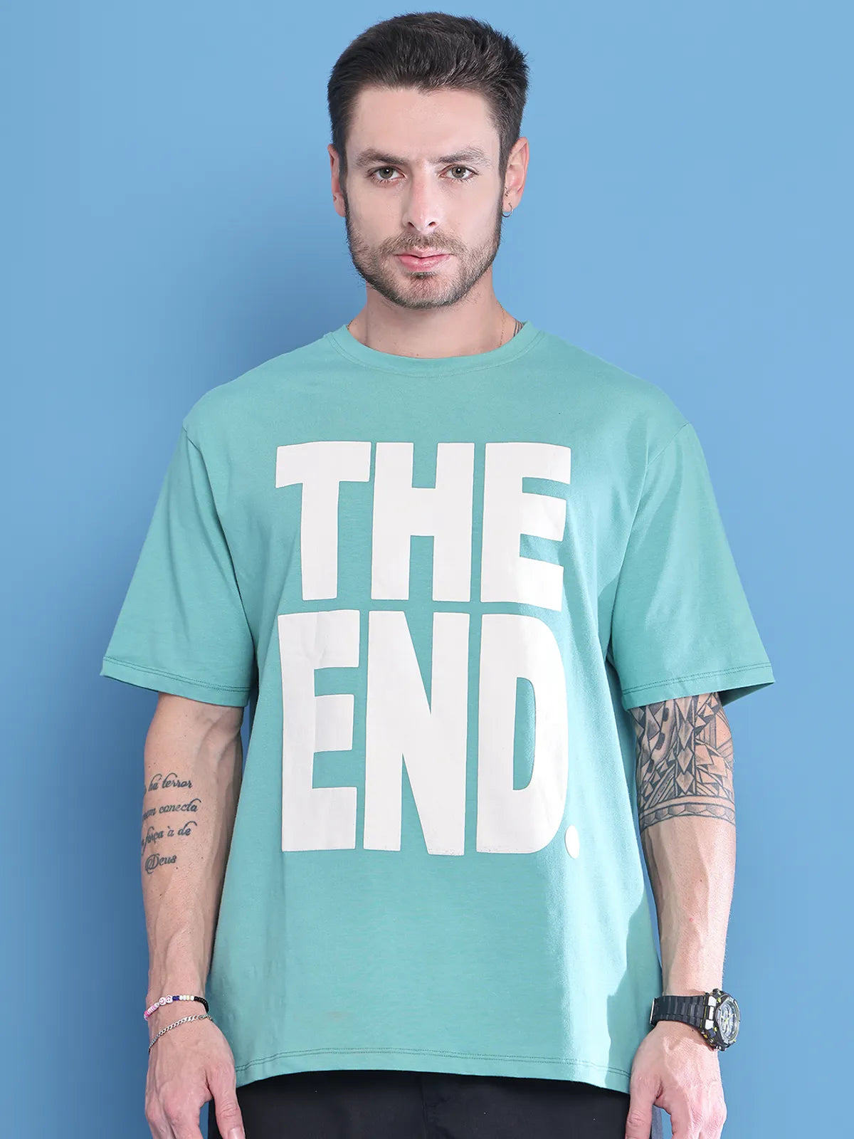 Teal The End Oversized T-shirt For Men