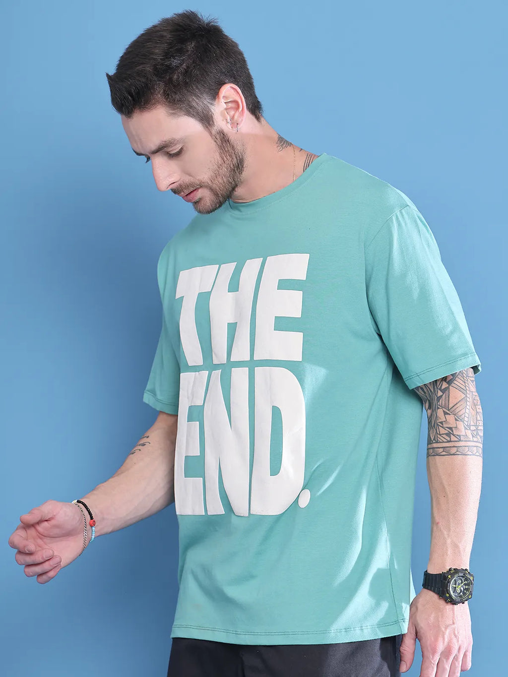 Teal The End Oversized T-shirt For Men