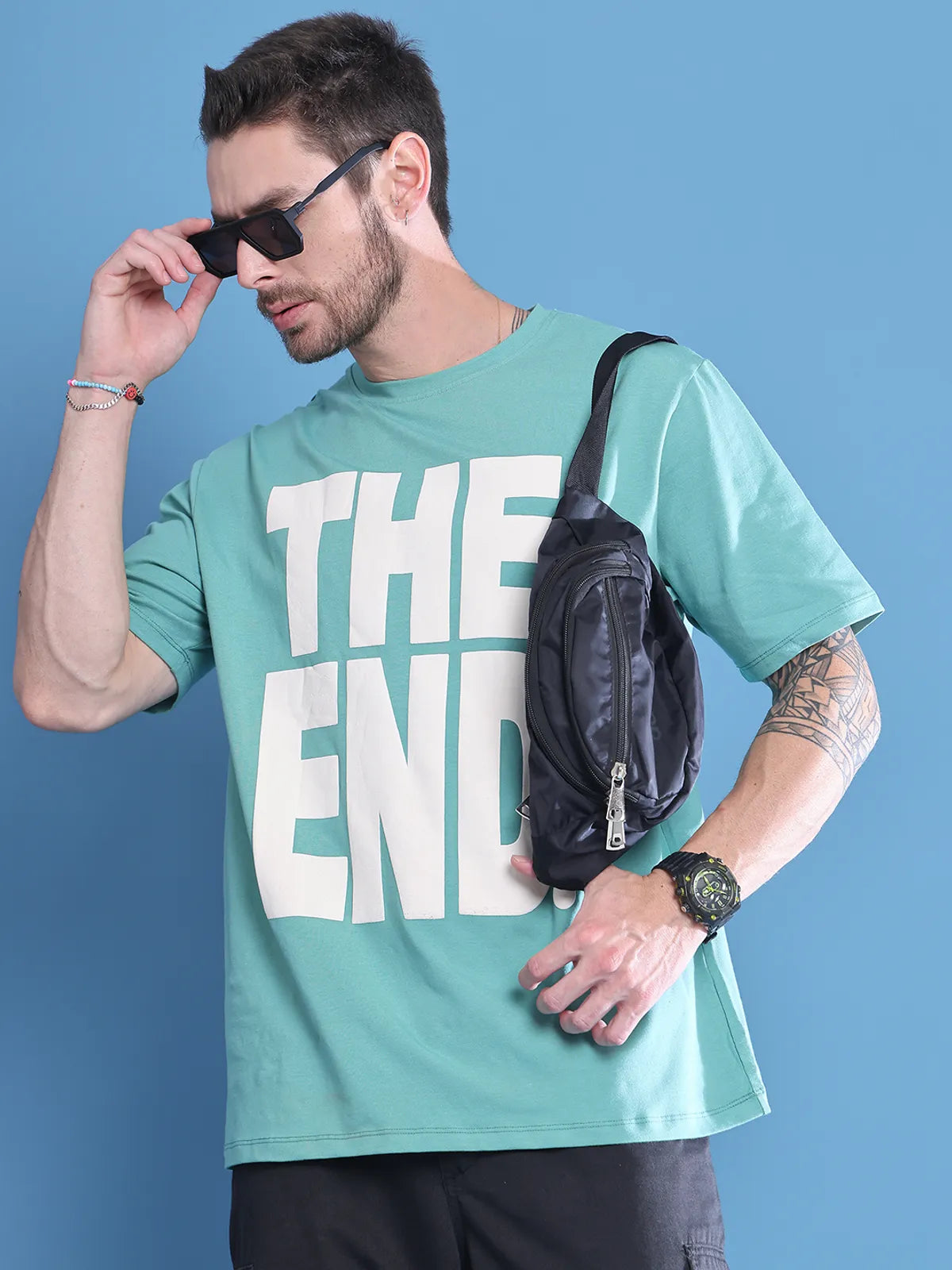 Teal The End Oversized T-shirt For Men
