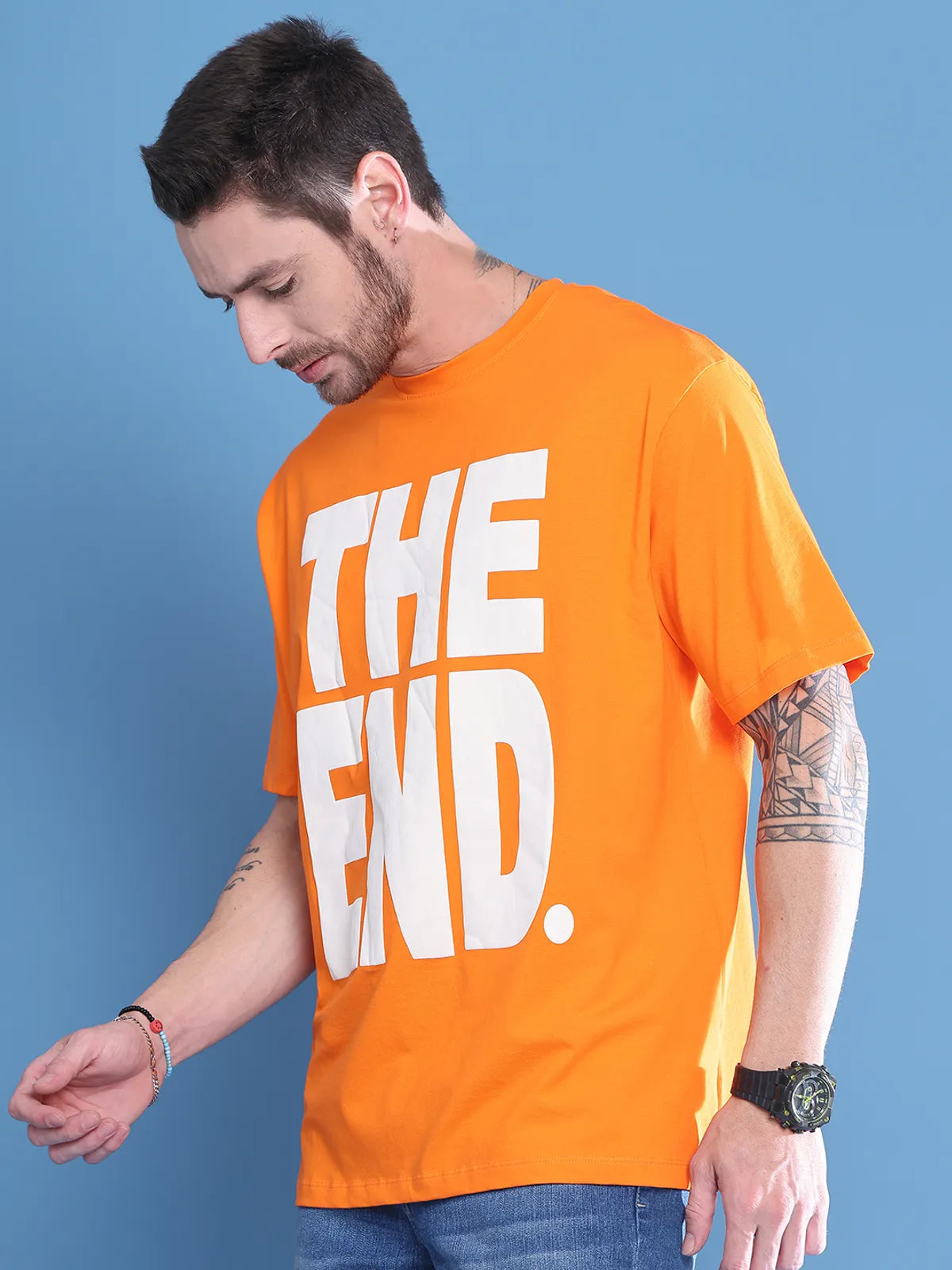 Orange The End Oversized T-shirt For Men