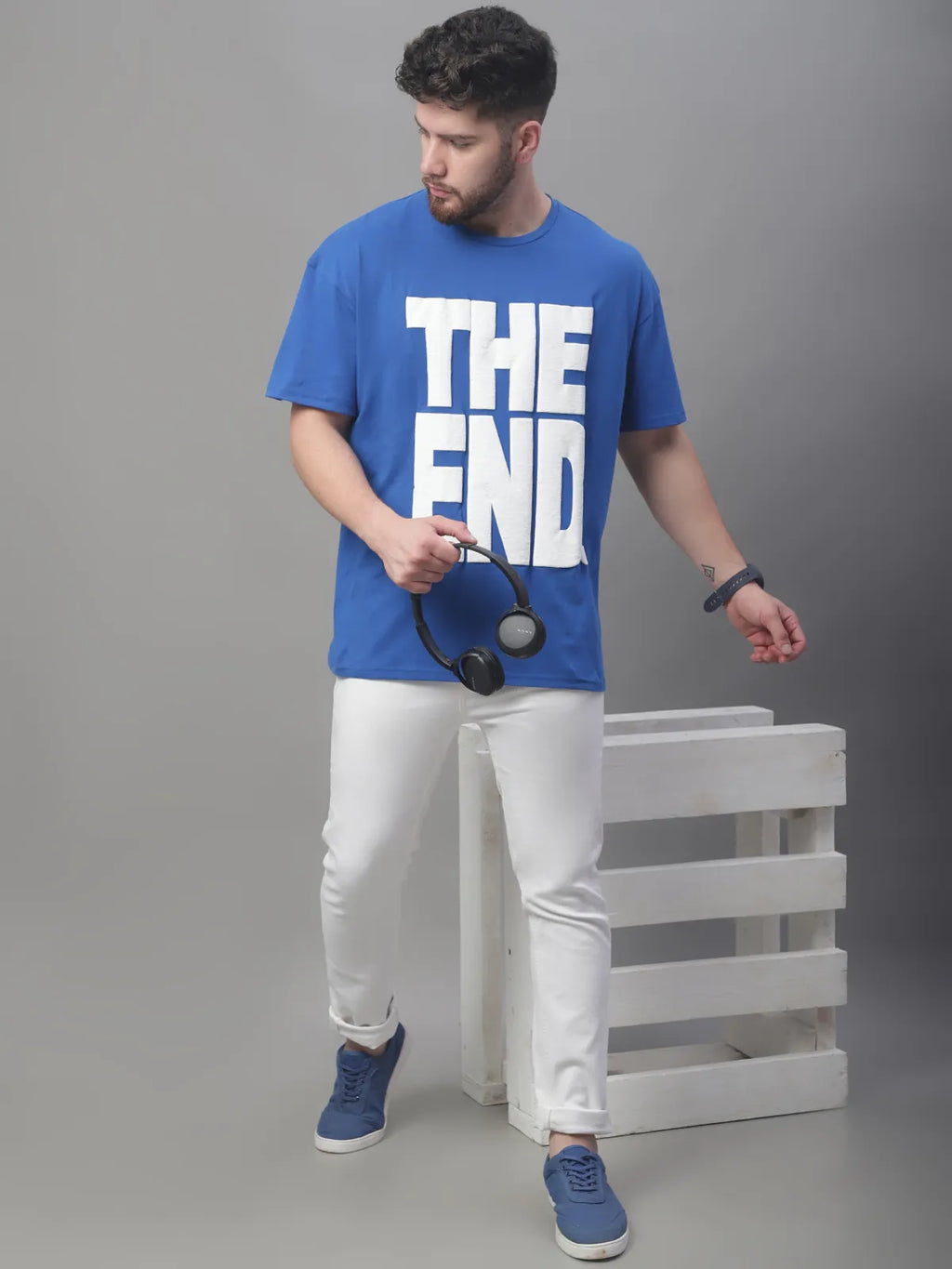 Royal Blue The End Oversized T-shirt For Men