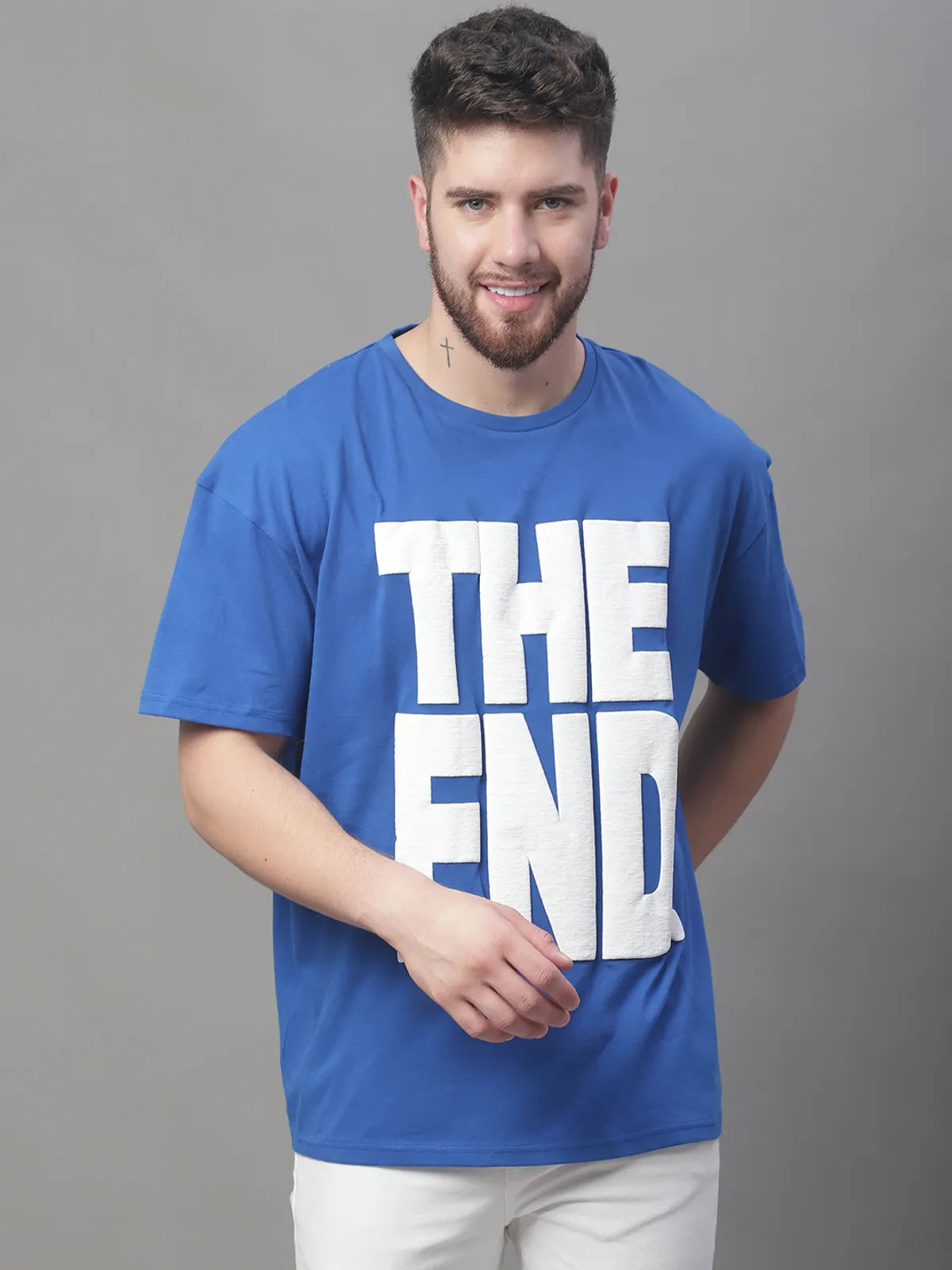Royal Blue The End Oversized T-shirt For Men